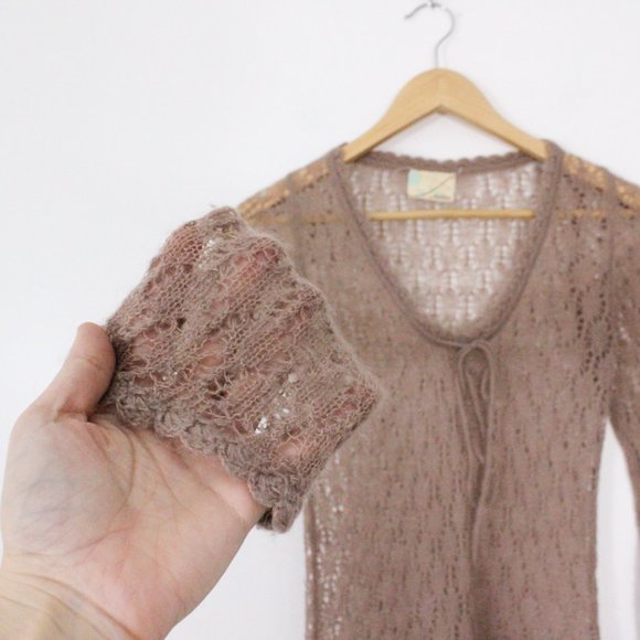 *Matthias Y2K Beige Knit Long Sleeve Tunic Blouse - Picture 4 of 8